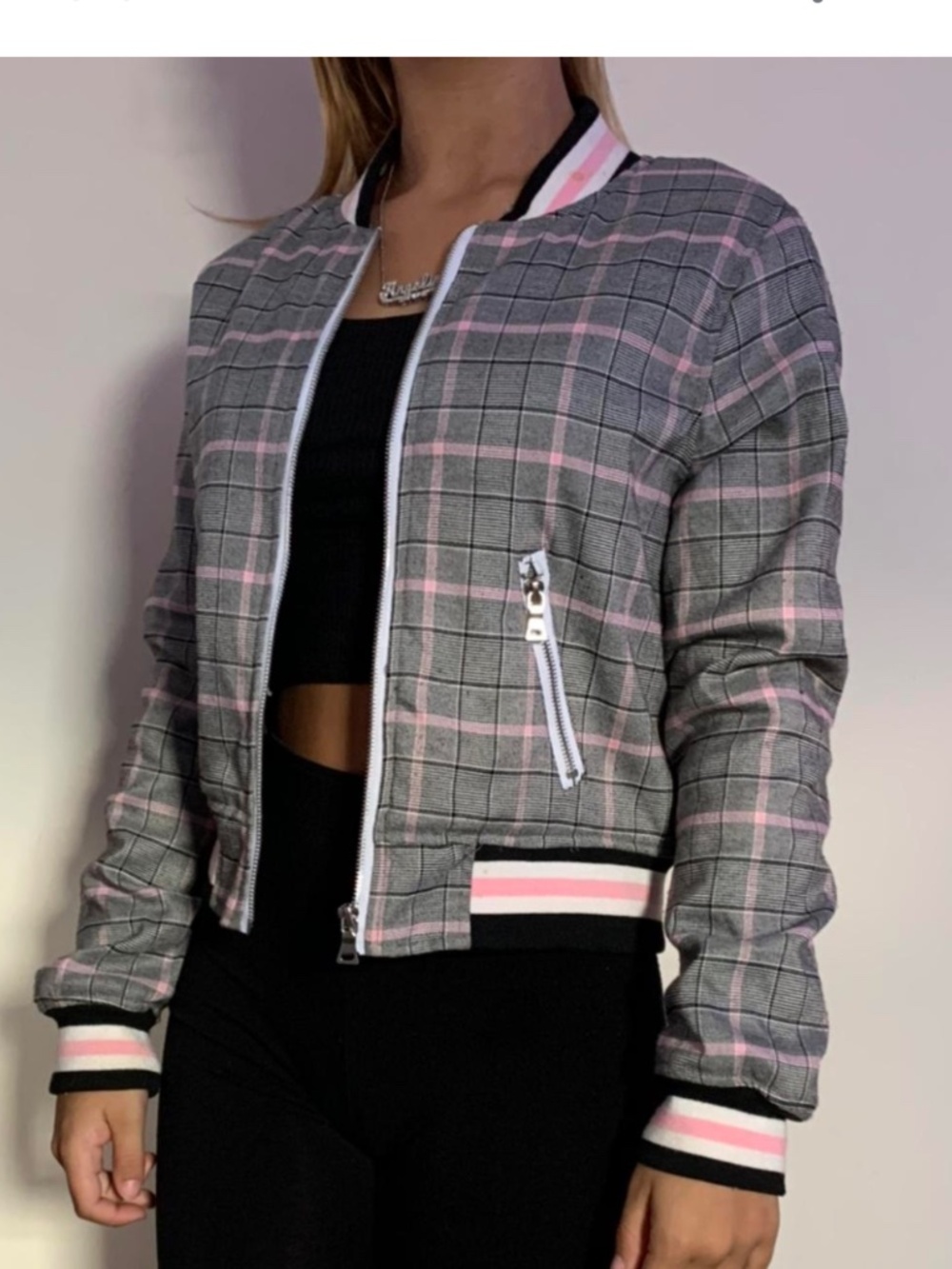 Plaid bomber jacket Charlotte Russe Size M - Picture 1 of 6